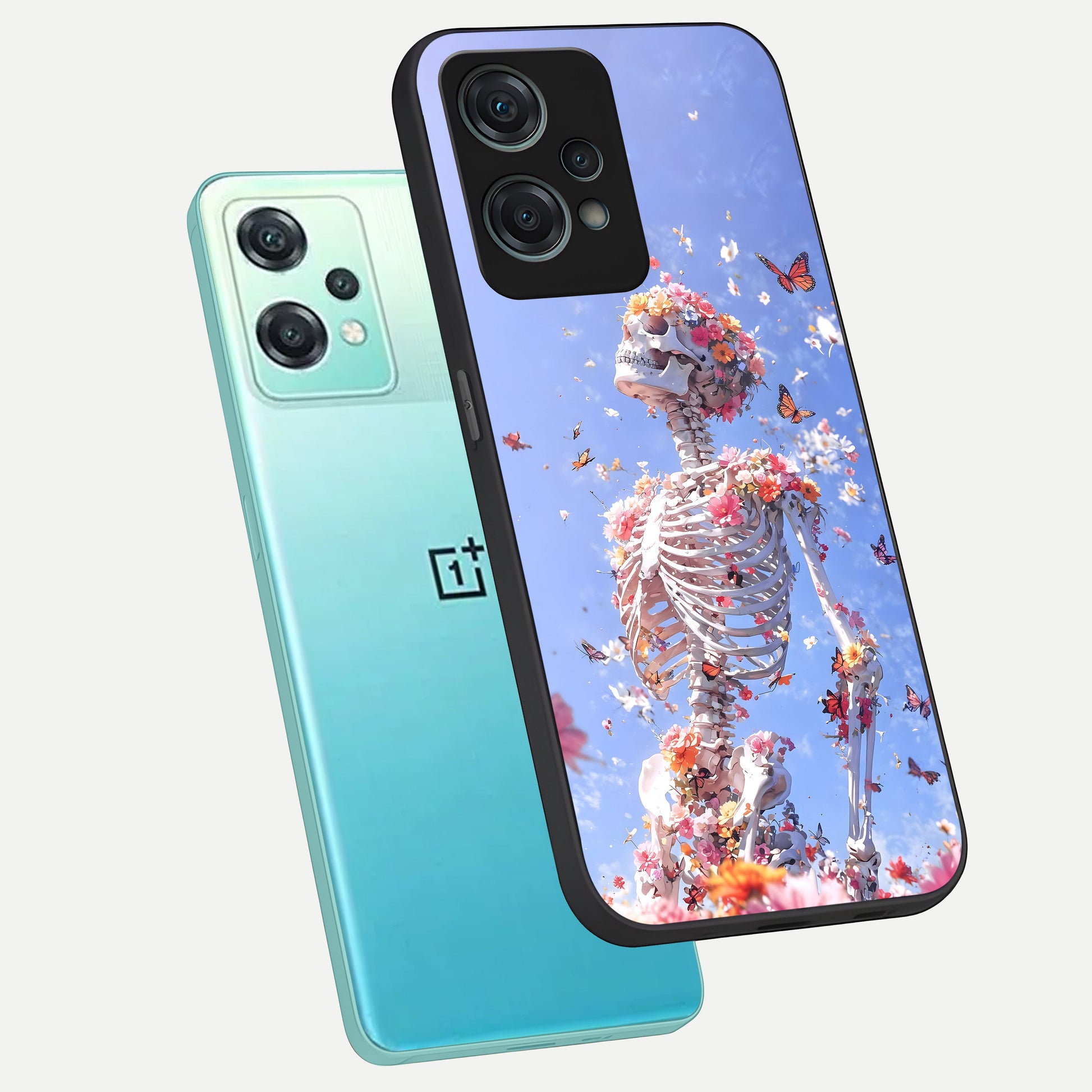 Bloom Beyond Bones phone case For Oneplus Nord CE2 Lite showing premium glass back cover with detailed artwork