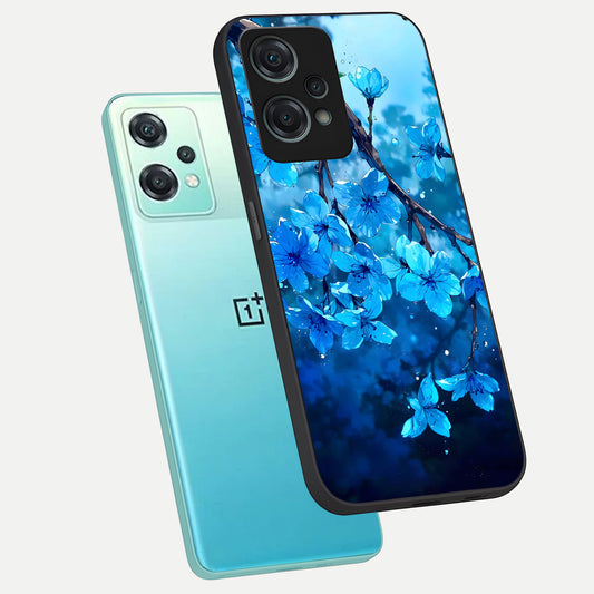  Blue Blossoms Branch phone case For Oneplus Nord CE2 Lite showing premium glass back cover with detailed artwork