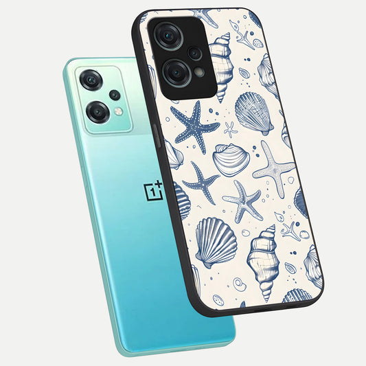  Blue Ocean Outline phone case For Oneplus Nord CE2 Lite showing premium glass back cover with detailed artwork