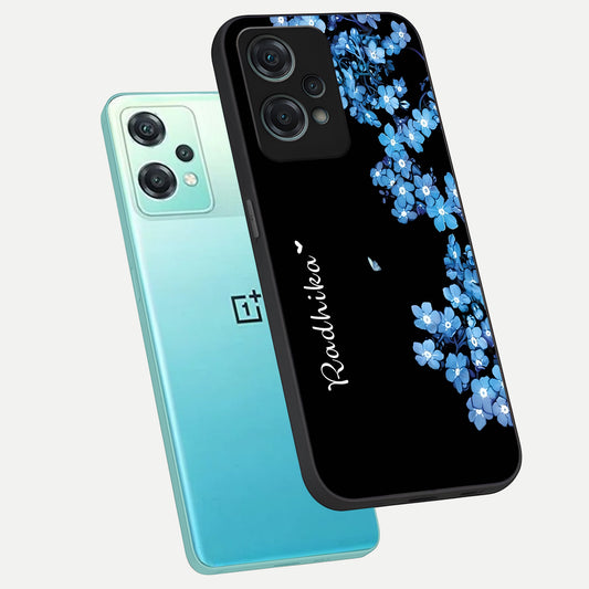  Blue Petal Dream Custom Name phone case For Oneplus Nord CE2 Lite showing premium glass back cover with detailed artwork