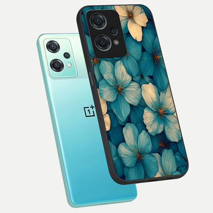  Blue Shade Floral phone case For Oneplus Nord CE2 Lite showing premium glass back cover with detailed artwork