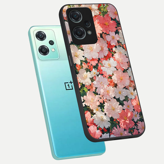  Blush Bloom Field phone case For Oneplus Nord CE2 Lite showing premium glass back cover with detailed artwork