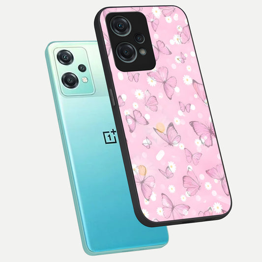  Blush Butterfly Garden phone case For Oneplus Nord CE2 Lite showing premium glass back cover with detailed artwork