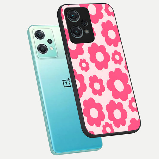  Blush Flower Pop phone case For Oneplus Nord CE2 Lite showing premium glass back cover with detailed artwork