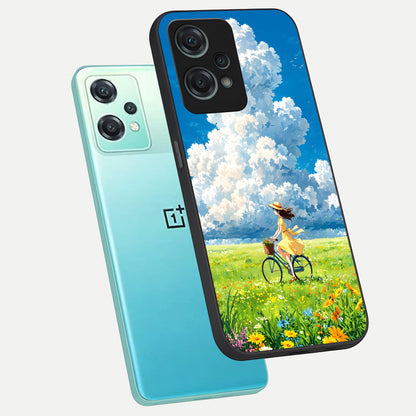  Breezy Meadow Ride phone case For Oneplus Nord CE2 Lite showing premium glass back cover with detailed artwork