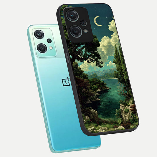  Celestial Lake Peace phone case For Oneplus Nord CE2 Lite showing premium glass back cover with detailed artwork
