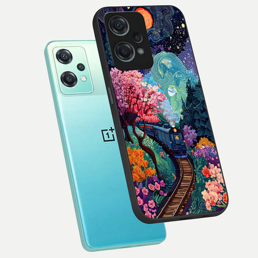  Celestial Train Journey phone case For Oneplus Nord CE2 Lite showing premium glass back cover with detailed artwork