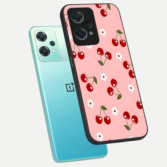  Cherry Love Mood phone case For Oneplus Nord CE2 Lite showing premium glass back cover with detailed artwork