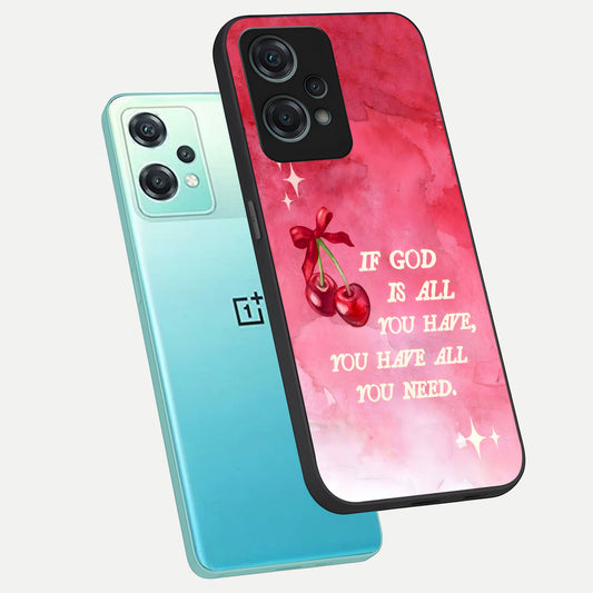  Cherry Quote phone case For Oneplus Nord CE2 Lite showing premium glass back cover with detailed artwork
