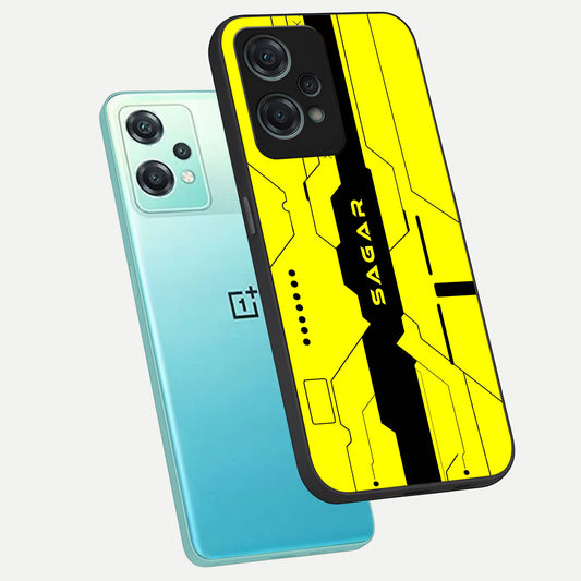  Circuit CYBERPUNK Custom Name phone case For Oneplus Nord CE2 Lite showing premium glass back cover with detailed artwork