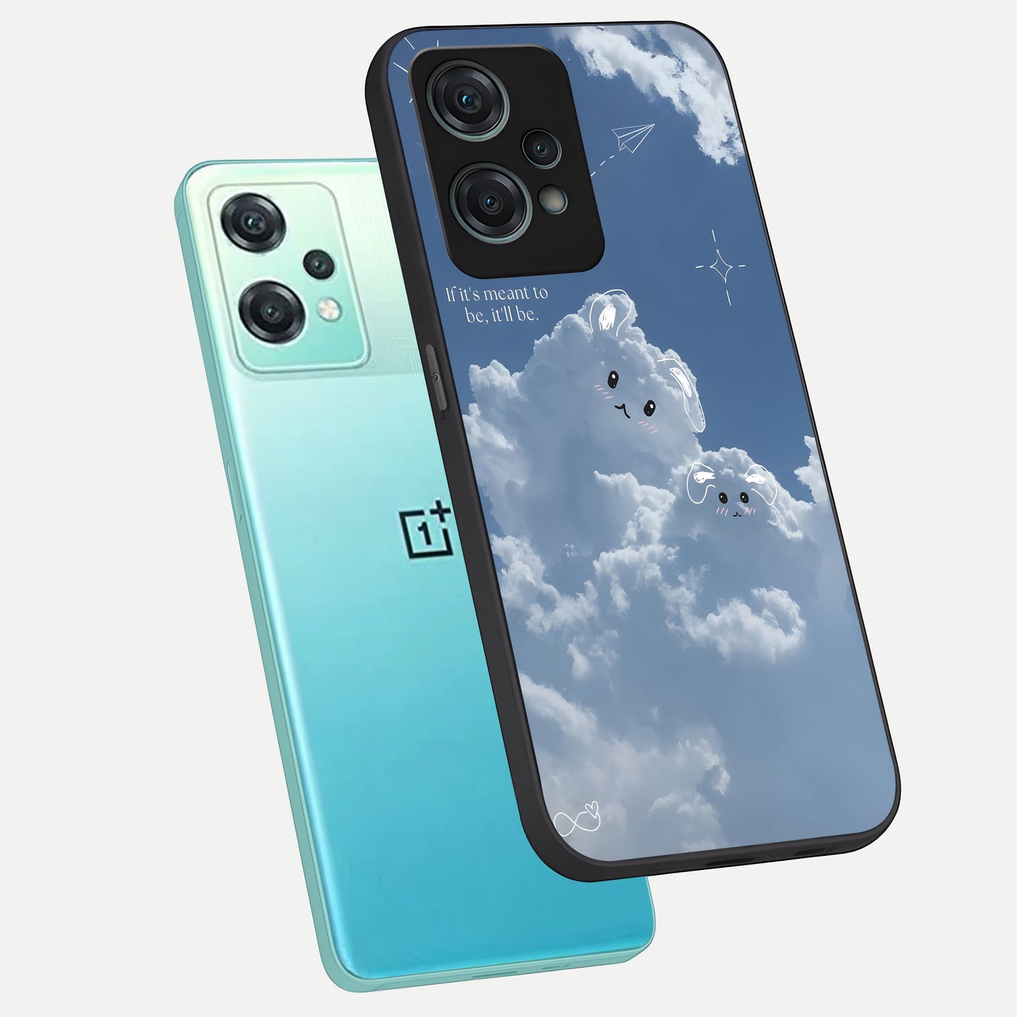  Cloud Bunny Dreams phone case For Oneplus Nord CE2 Lite showing premium glass back cover with detailed artwork