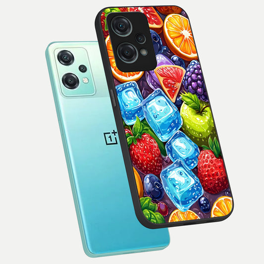  Colorful Fruits with Ice phone case For Oneplus Nord CE2 Lite showing premium glass back cover with detailed artwork