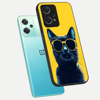  Cool Cat Vibes phone case For Oneplus Nord CE2 Lite showing premium glass back cover with detailed artwork