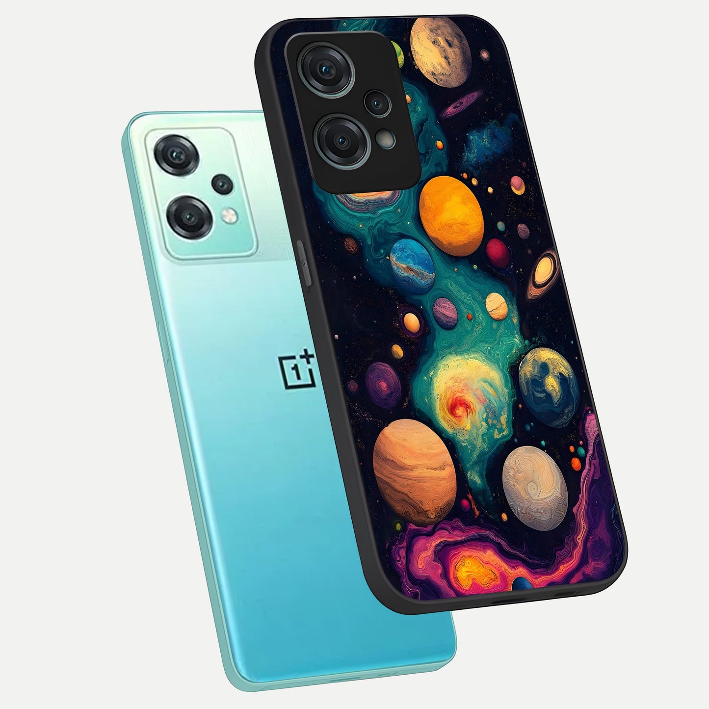  Cosmic Planet Journey phone case For Oneplus Nord CE2 Lite showing premium glass back cover with detailed artwork