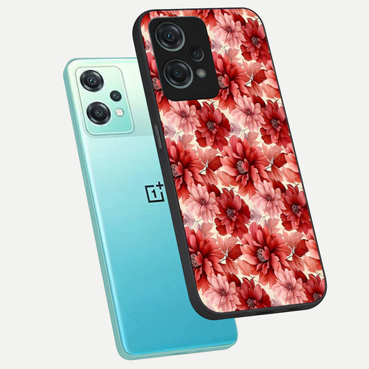  Crimson Love Petals phone case For Oneplus Nord CE2 Lite showing premium glass back cover with detailed artwork