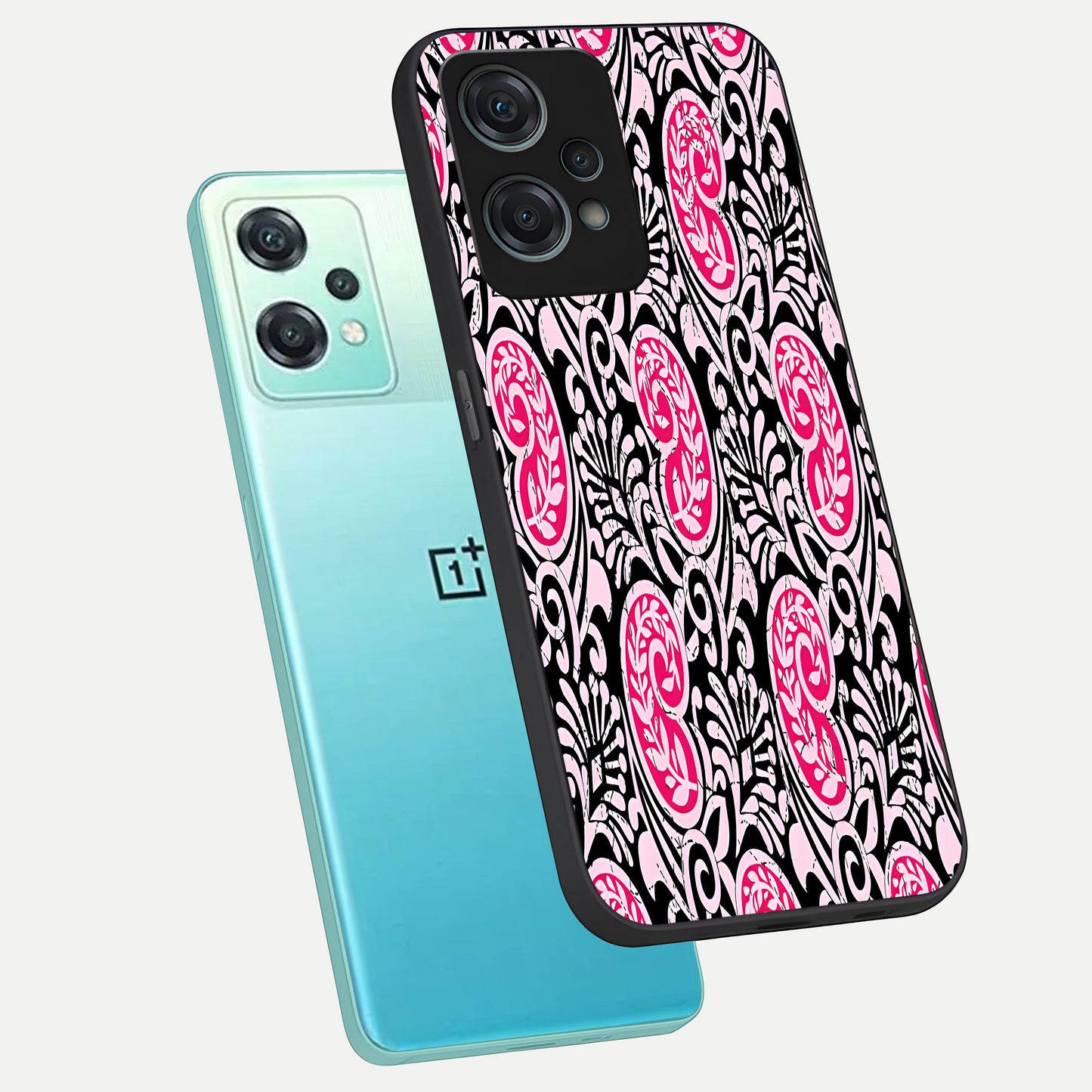  Crimson Paisley Charm phone case For Oneplus Nord CE2 Lite showing premium glass back cover with detailed artwork