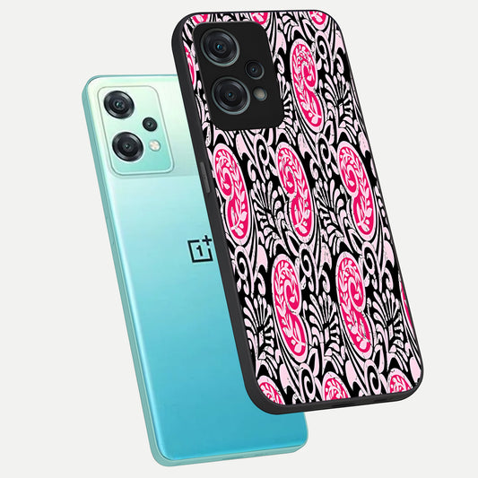  Crimson Paisley Charm phone case For Oneplus Nord CE2 Lite showing premium glass back cover with detailed artwork
