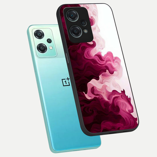  Crimson Wave Flow phone case For Oneplus Nord CE2 Lite showing premium glass back cover with detailed artwork
