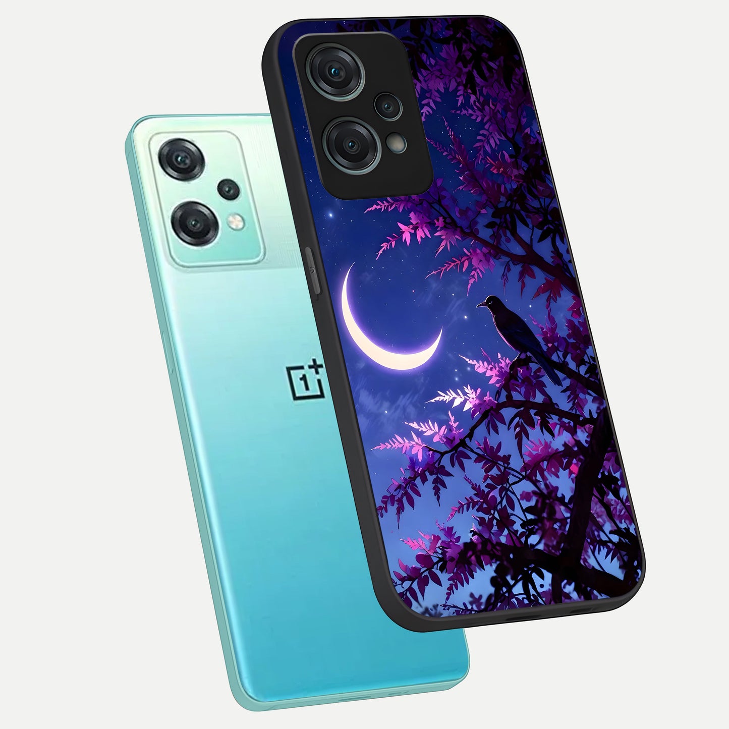  Crow And Moon Scenery phone case For Oneplus Nord CE2 Lite showing premium glass back cover with detailed artwork