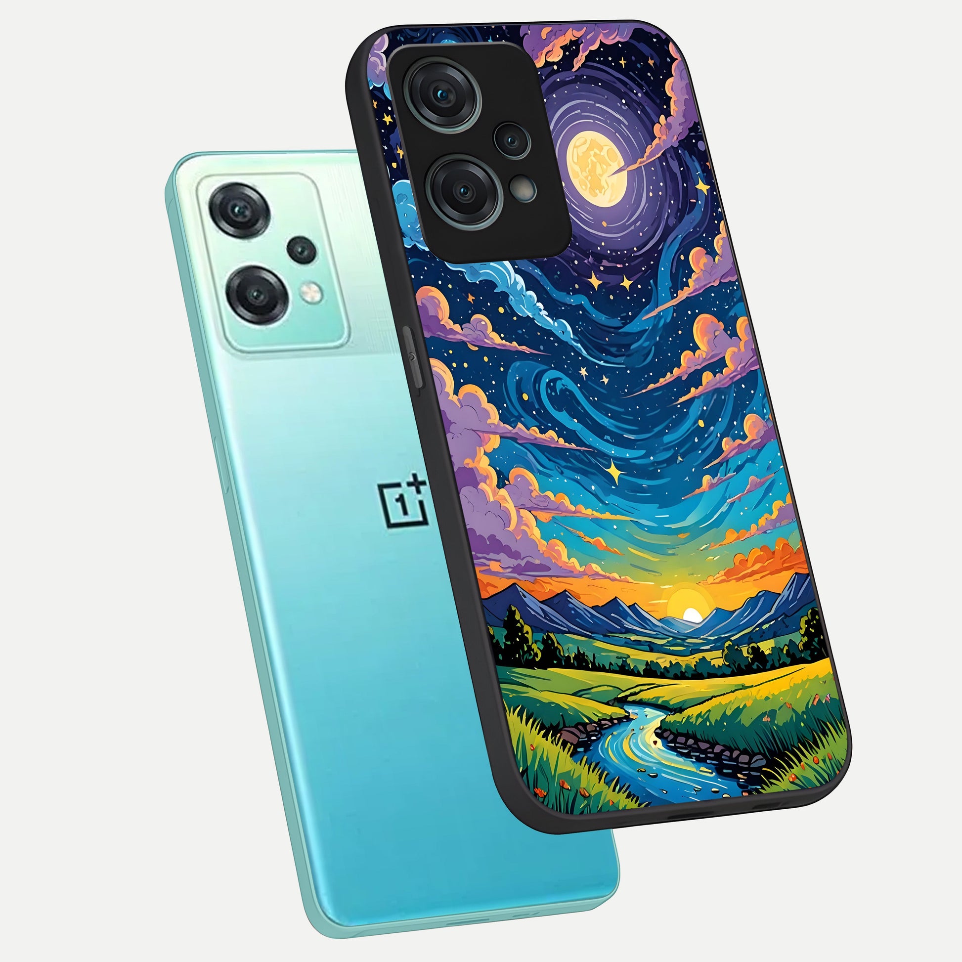  Dreamy Night Landscape phone case For Oneplus Nord CE2 Lite showing premium glass back cover with detailed artwork