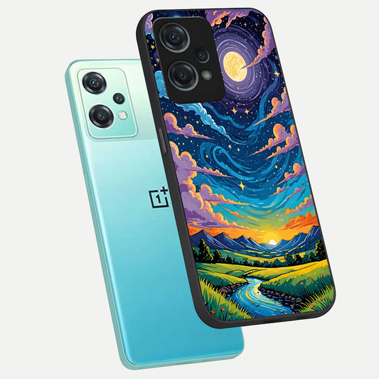  Dreamy Night Landscape phone case For Oneplus Nord CE2 Lite showing premium glass back cover with detailed artwork