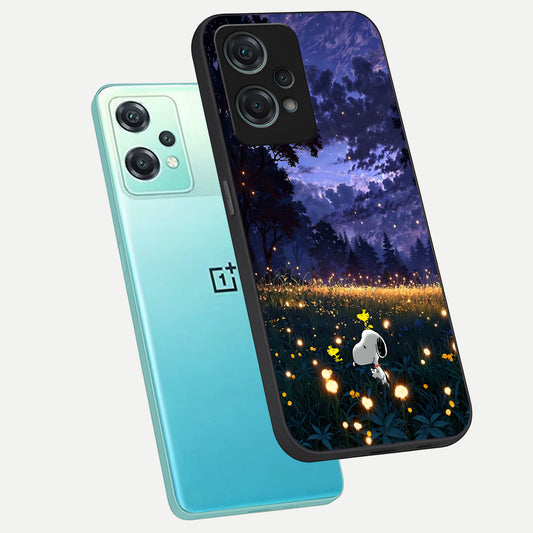  Firefly Meadow Magic phone case For Oneplus Nord CE2 Lite showing premium glass back cover with detailed artwork