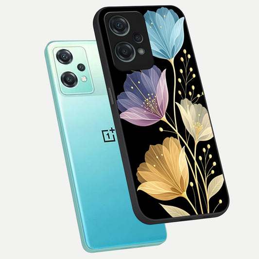  Flower Bloom Glow phone case For Oneplus Nord CE2 Lite showing premium glass back cover with detailed artwork