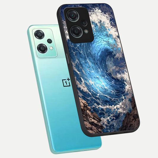  Giant Ocean Wave phone case For Oneplus Nord CE2 Lite showing premium glass back cover with detailed artwork