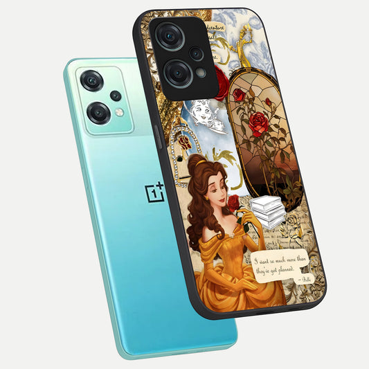  Golden Dream Belle phone case For Oneplus Nord CE2 Lite showing premium glass back cover with detailed artwork