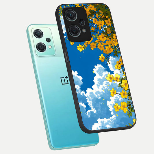 Golden Petal Sky phone case For Oneplus Nord CE2 Lite showing premium glass back cover with detailed artwork