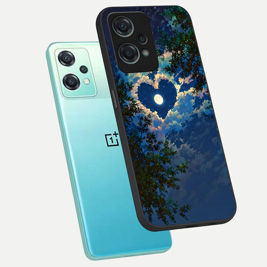  Heart With Moon Sky phone case For Oneplus Nord CE2 Lite showing premium glass back cover with detailed artwork