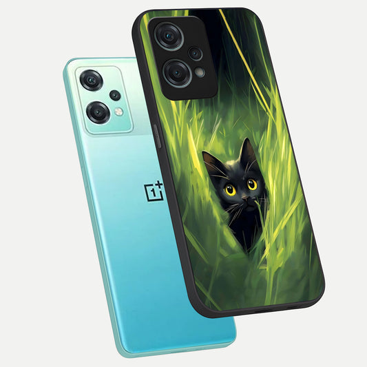  Hidden Cat Whisper phone case For Oneplus Nord CE2 Lite showing premium glass back cover with detailed artwork