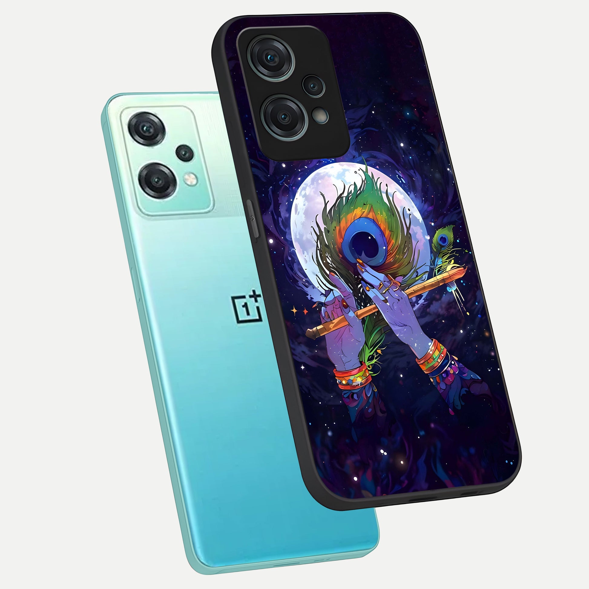  Krishna Hands Art phone case For Oneplus Nord CE2 Lite showing premium glass back cover with detailed artwork