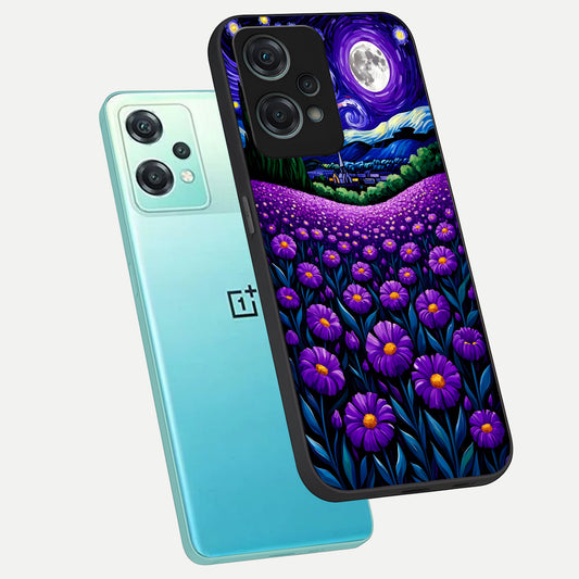  Lavender Moon Field phone case For Oneplus Nord CE2 Lite showing premium glass back cover with detailed artwork