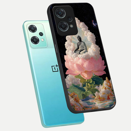 Lotus Divine Peace phone case For Oneplus Nord CE2 Lite showing premium glass back cover with detailed artwork