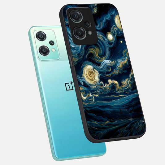  Midnight Sky Whirl phone case For Oneplus Nord CE2 Lite showing premium glass back cover with detailed artwork