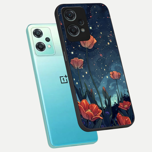  Midnight Tulip Glow phone case For Oneplus Nord CE2 Lite showing premium glass back cover with detailed artwork
