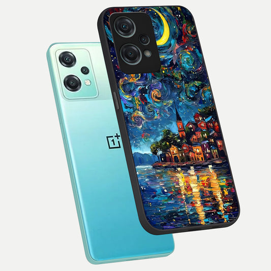  Moonlight Harbor Glow phone case For Oneplus Nord CE2 Lite showing premium glass back cover with detailed artwork