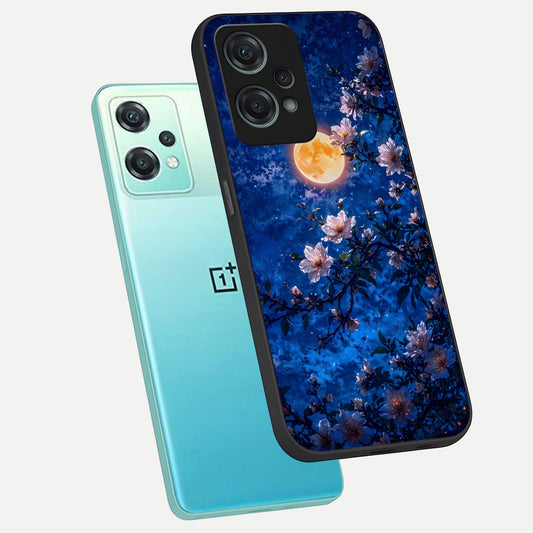  Moonlit Blossoms Night phone case For Oneplus Nord CE2 Lite showing premium glass back cover with detailed artwork