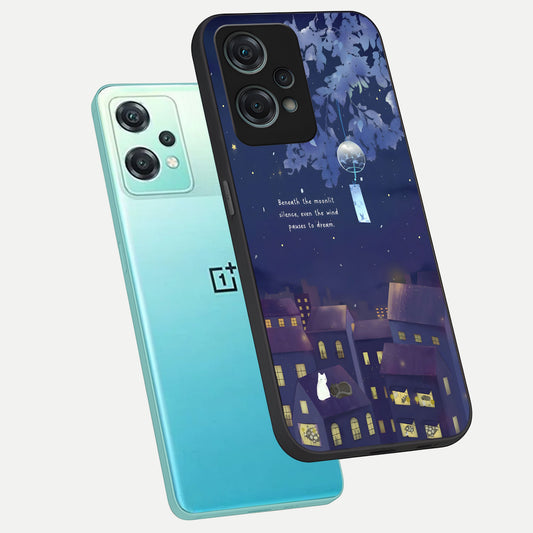  Moonlit Cat Silence phone case For Oneplus Nord CE2 Lite showing premium glass back cover with detailed artwork