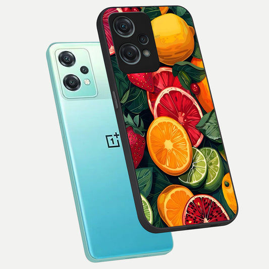  Multiple Fruits phone case For Oneplus Nord CE2 Lite showing premium glass back cover with detailed artwork