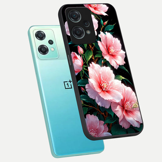  Peach Flower phone case For Oneplus Nord CE2 Lite showing premium glass back cover with detailed artwork