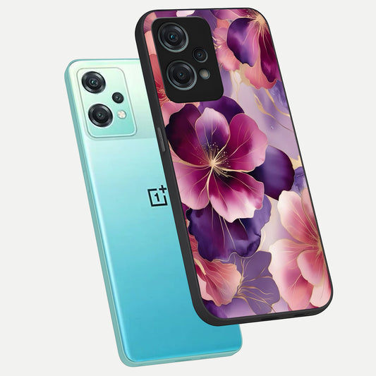  Pink Bouquet Florals phone case For Oneplus Nord CE2 Lite showing premium glass back cover with detailed artwork