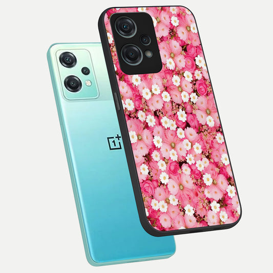  Pink Daisy Bliss phone case For Oneplus Nord CE2 Lite showing premium glass back cover with detailed artwork