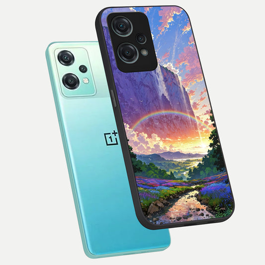  Rainbow Valley Dream phone case For Oneplus Nord CE2 Lite showing premium glass back cover with detailed artwork