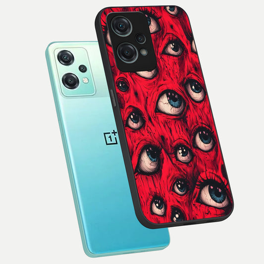  Red Eyes Pattern phone case For Oneplus Nord CE2 Lite showing premium glass back cover with detailed artwork