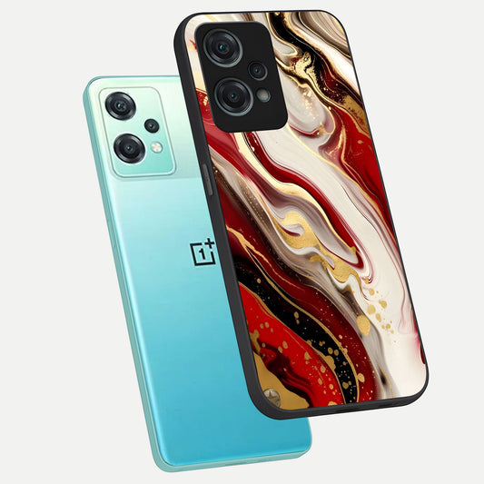  Red And White Marble phone case For Oneplus Nord CE2 Lite showing premium glass back cover with detailed artwork