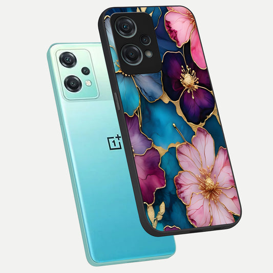  Sparkle Floral phone case For Oneplus Nord CE2 Lite showing premium glass back cover with detailed artwork