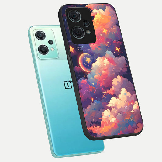  Starlit Dream Clouds phone case For Oneplus Nord CE2 Lite showing premium glass back cover with detailed artwork