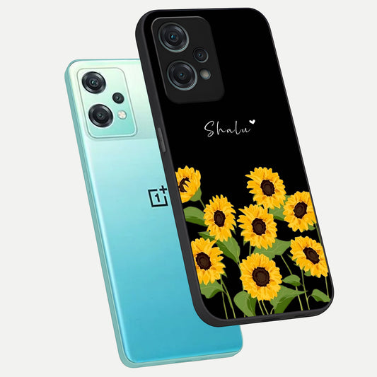  Sunflower Sky Bloom phone case For Oneplus Nord CE2 Lite showing premium glass back cover with detailed artwork